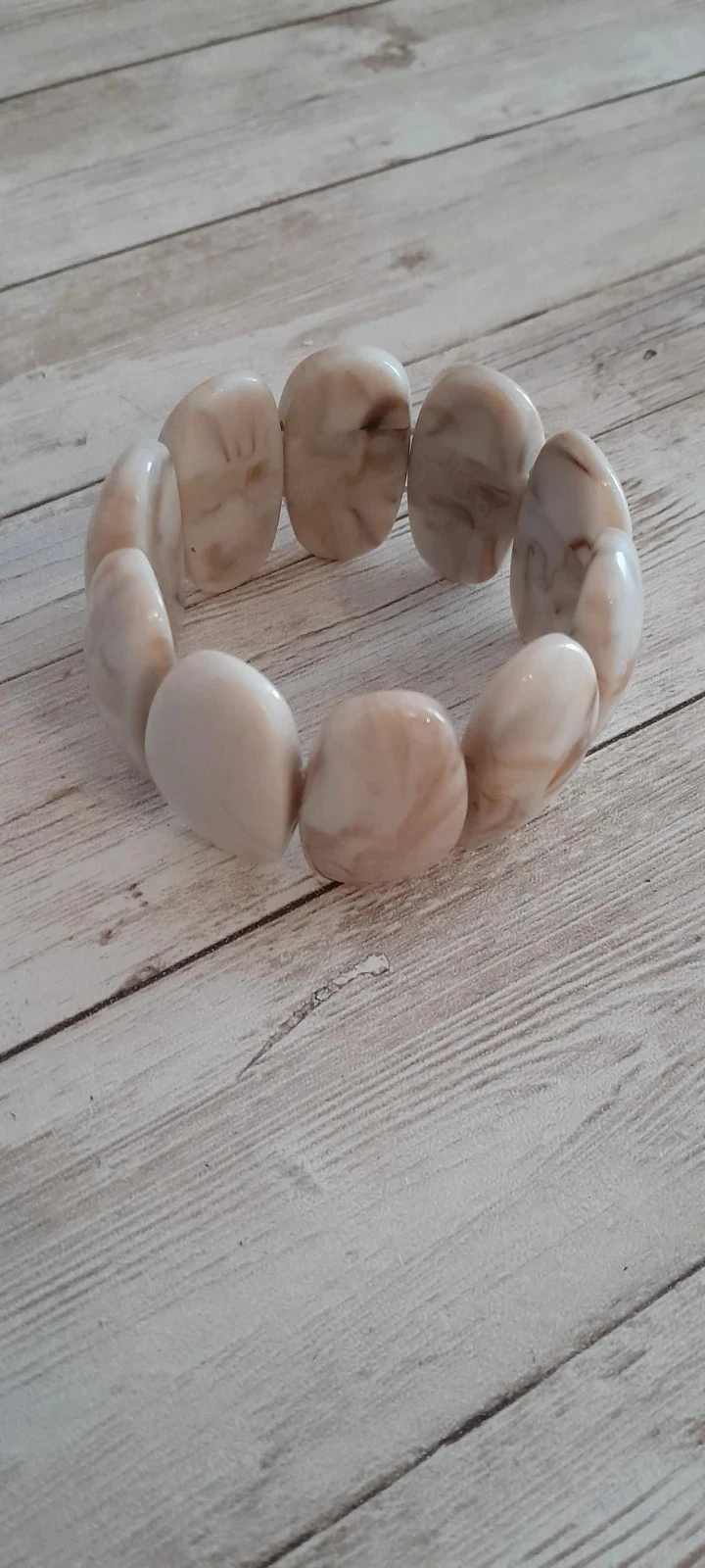 Bracelet en résine crème marbré, style Bohème